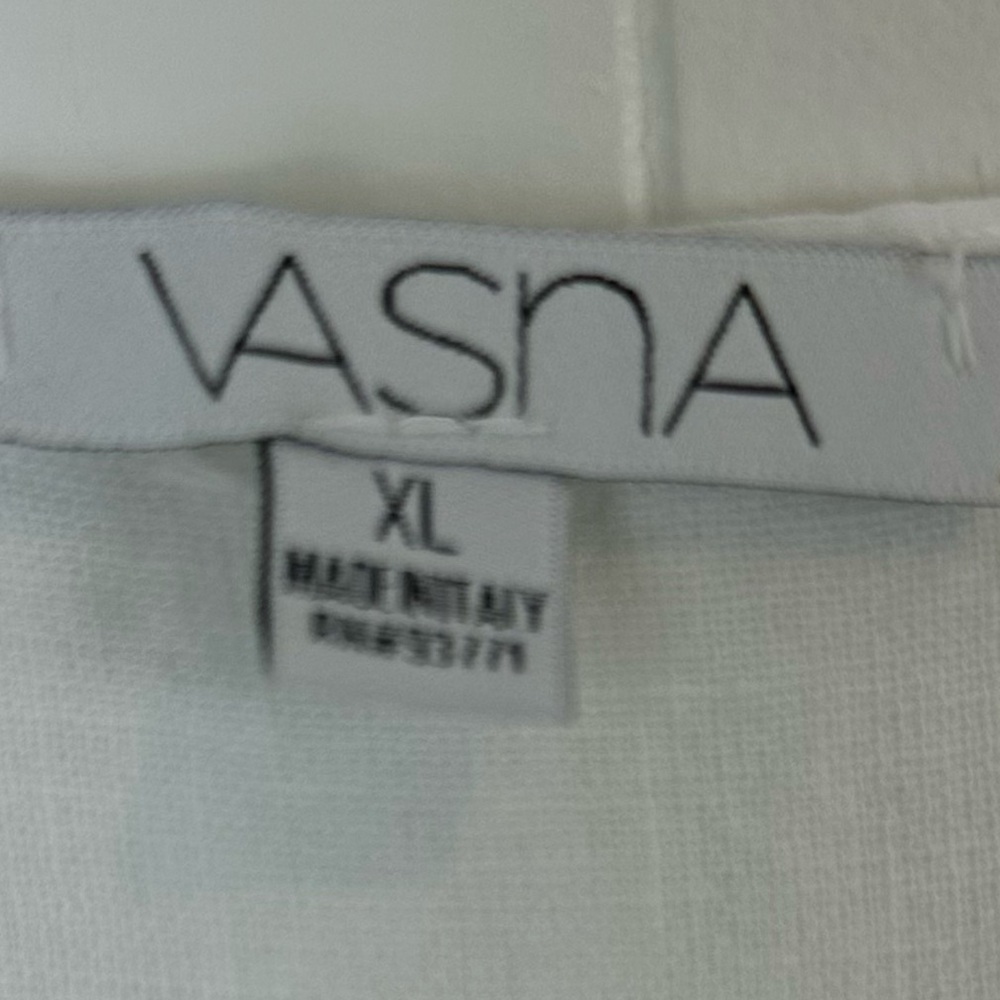 Vasna White Linen Maxi Dress Patch Pockets Sleeveless Women’s XL Made in Italy - Picture 9 of 9